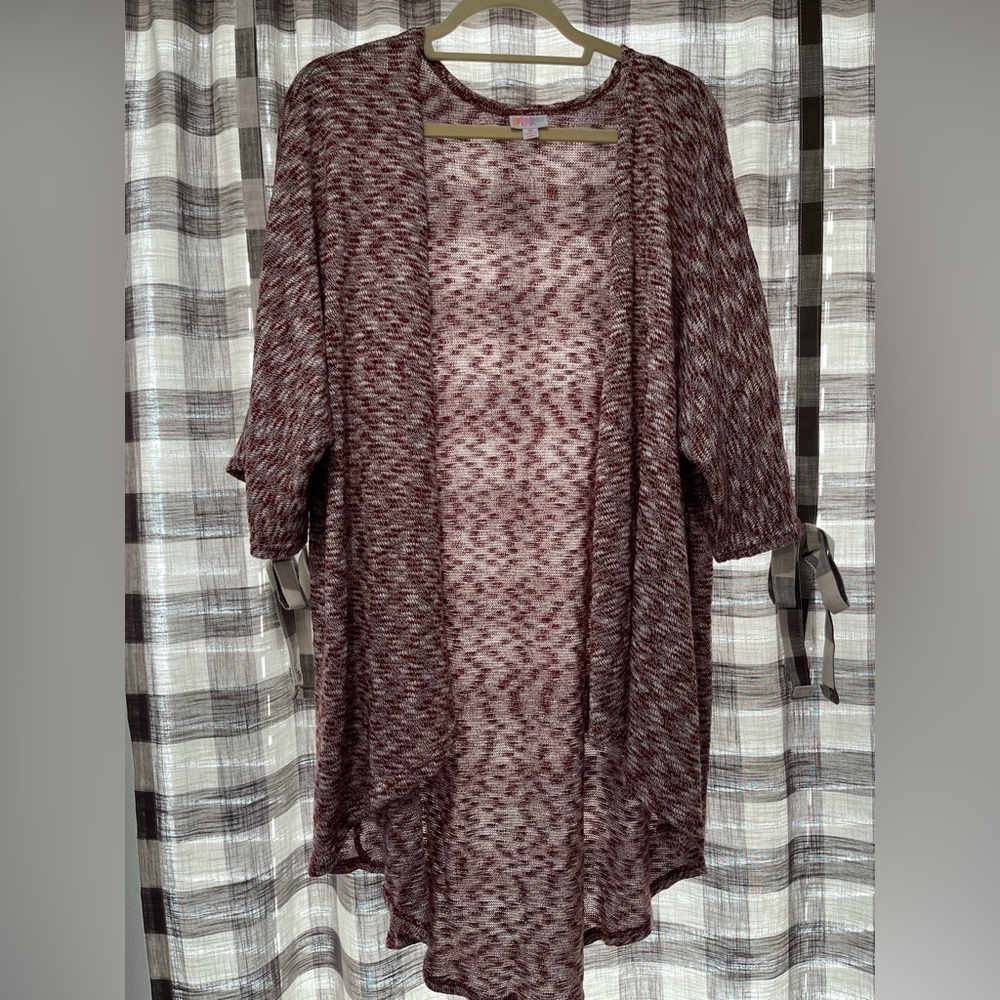 LuLaRoe Lindsay Burgundy Open-Front Cardigan